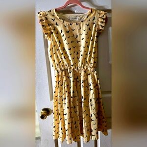 Adorable Eye Candy Yellow & Black Bird Print Dress Junior's Size M